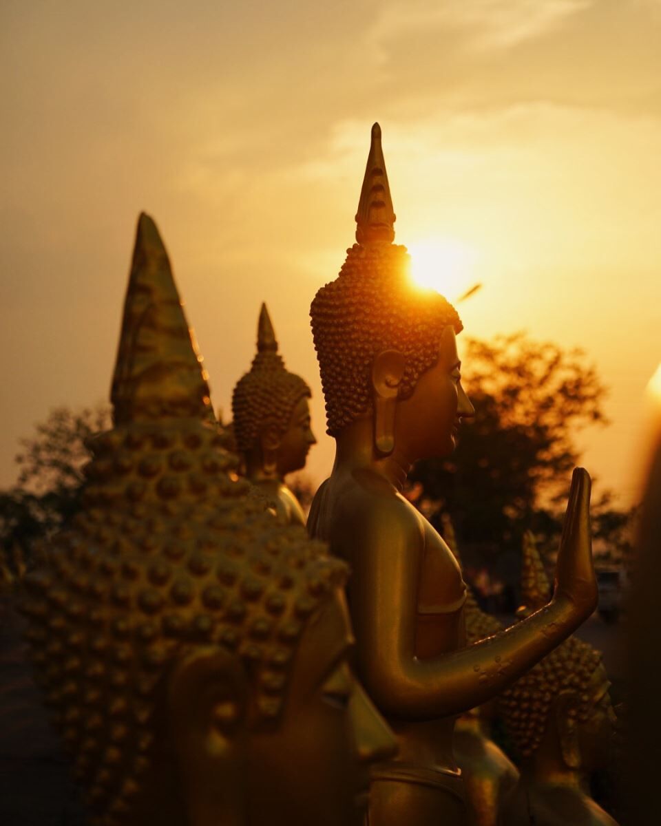 Pakse Buddha Statue under sunset, Laos